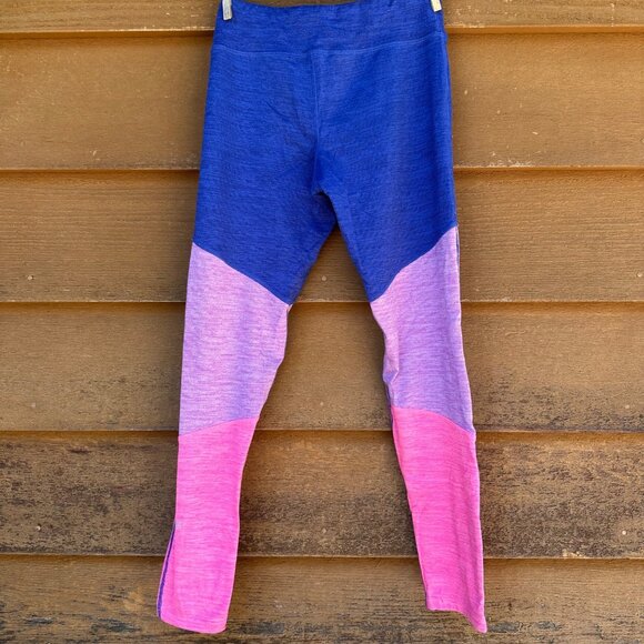 Champion Girls Colorblock Leggings Blue/Purple/Pink Size L 10/12 Stretchy Polyes - Picture 3 of 7